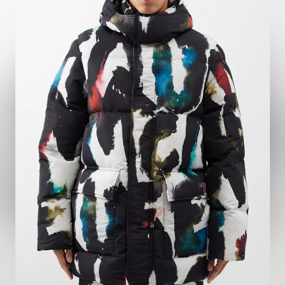 ❌️SOLD❌️Alexander McQueen 48 M L Puffer Coat Graffiti Watercolor Jacket $3,800